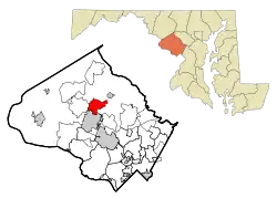 Location of Montgomery Village in Montgomery County, Maryland