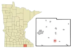 Location of Adams, Minnesota