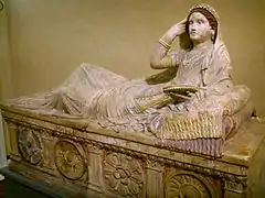 Sarcophagus of Larthia Seianthi, terracotta with traces of polychrome, Chiusi.