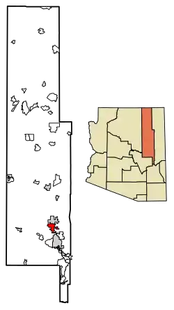 Location of Taylor in Navajo County, Arizona