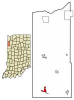 Location of Kentland in Newton County, Indiana.