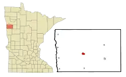 Location of Adawithin Norman County and state of Minnesota