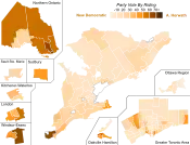 Support for New Democratic Party candidates by riding