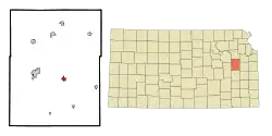 Location within Osage County and Kansas