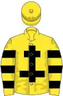 Yellow, black cross of lorraine and hoops on sleeves