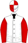 White, red sleeves, quartered cap