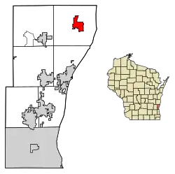 Location of Belgium in Ozaukee County, Wisconsin.