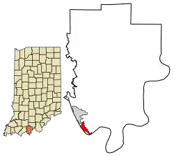 Location of Cannelton in Perry County, Indiana.