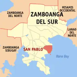 Map of Zamboanga del Sur with San Pablo highlighted
