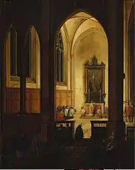 Interior of a Gothic Church at Night