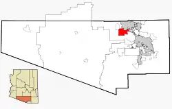 Location in Pima County and the state of Arizona