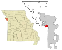 Location of Riverside, Missouri