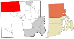 Location in Providence County and the state of Rhode Island.