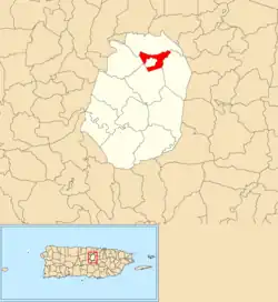Location of Pueblo within the municipality of Corozal shown in red
