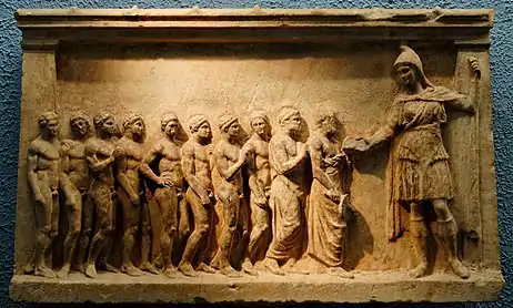 A votive stela honoring the Thracian goddess Bendis (c. 400 BC), carved at Athens