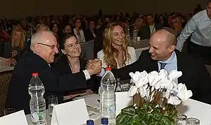 Ansky with President of Israel Reuven Rivlin, Ofra Strauss and Naftali Bennett at the Jasmine businesswomen's convention for promotion of small and medium-sized enterprises, Israel, 15 December 2014