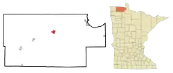 Location within Roseau County and Minnesota