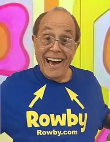 Rowby Goren at Netflix special's "Still Laugh-In" joke wall set