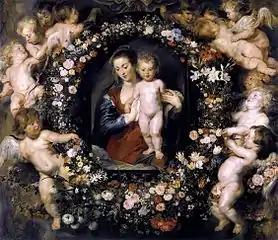 Madonna on Floral Wreath by Peter Paul Rubens with Jan Brueghel the Elder, c. 1619
