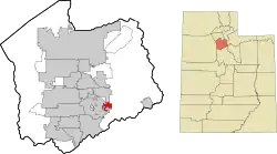 Location in Salt Lake County and the state of Utah.