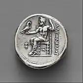 Ancient Greek tetradrachm; 315–308 BC; diameter: 2.7 cm; Metropolitan Museum of Art