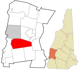 Location in Sullivan County and the state of New Hampshire.