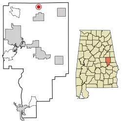 Location of Goldville in Tallapoosa County, Alabama.