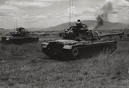 M48s from Company B 1st Tank Battalion support 2/1 Marines