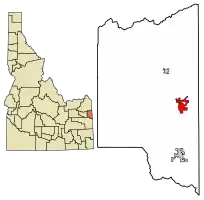 Location of Driggs in Teton County, Idaho