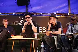 The Good, the Bad & the Queen in 2007. From left to right: Simon Tong, Damon Albarn, Paul Simonon, Tony Allen.