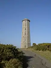 The 'Rear Lighthouse' was one of two built in the 18th century at Wicklow Head. It is now a holiday residence of the Irish Landmark Trust.