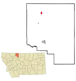 Location of Sunburst, Montana