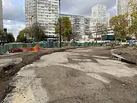 Tramway T9 works at the station in 2019