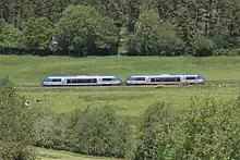 Autorail X 73500 serving the connection between Limoges and Clermont-Ferrand.