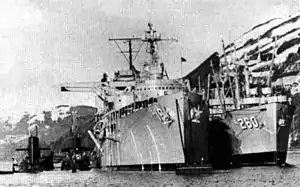 USS Proteus (AS-19) and USS Betelgeuse (AK-260) with subs at Holy Loch c1962