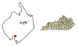 Location of Sturgis in Union County, Kentucky.