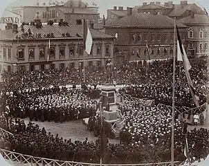 1885 reveal of the statue of Johan Ludvig Runeberg, his father