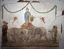 Venus riding in a quadriga drawn by elephants, 1st-century AD fresco from Pompeii