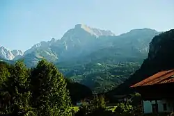 The Kehlsteinhaus can just be made out on the peak of the tree-covered mountain on the centre right of the image.