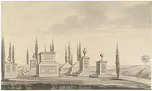 View of the burial ground at Bangalore, with Officers who fell in the Battle for Bangalore - Select Views in Mysore, the country of Tippoo Sultan by Robert Home (1752-1834)