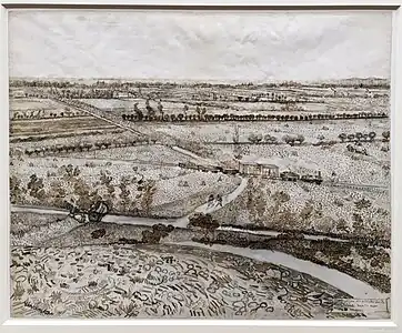 V. Van Gogh, La Crau depuis Montmajour, 1888, crayon et encre brune, British Museum