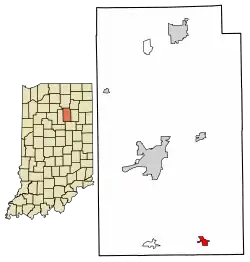 Location of La Fontaine in Wabash County, Indiana.