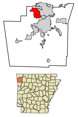 Location of Tontitown in Washington County, Arkansas.