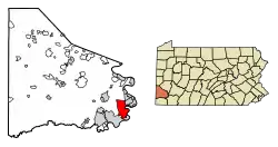 Location of California in Washington County, Pennsylvania.