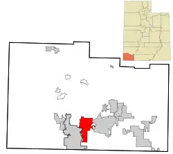 Location in Washington County and the state of Utah