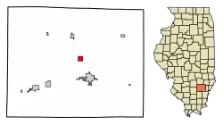 Location of Jeffersonville in Wayne County, Illinois.
