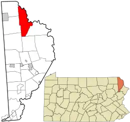 Location in Wayne County and the state of Pennsylvania.