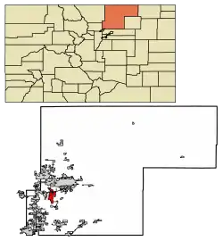 Location of Milliken in Weld County, Colorado.