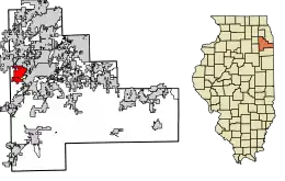 Location of Shorewood in Will County, Illinois.