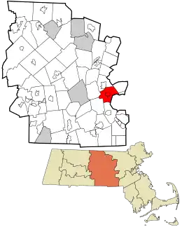 Location in Worcester County and the state of Massachusetts.
